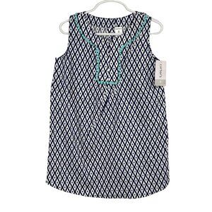 Carters Girls Dress Sundress Size 8 Navy White Cotton Sleeveless NWT